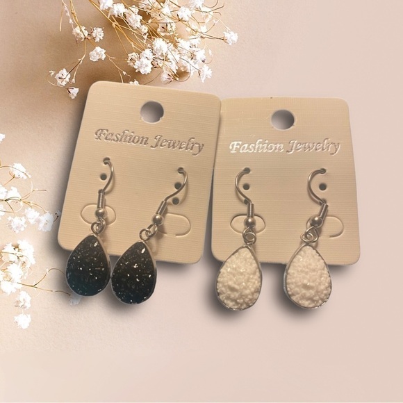 2 faux druzy dangle earrings colorful druzy drop earrings resin crystal earrings - Picture 1 of 6